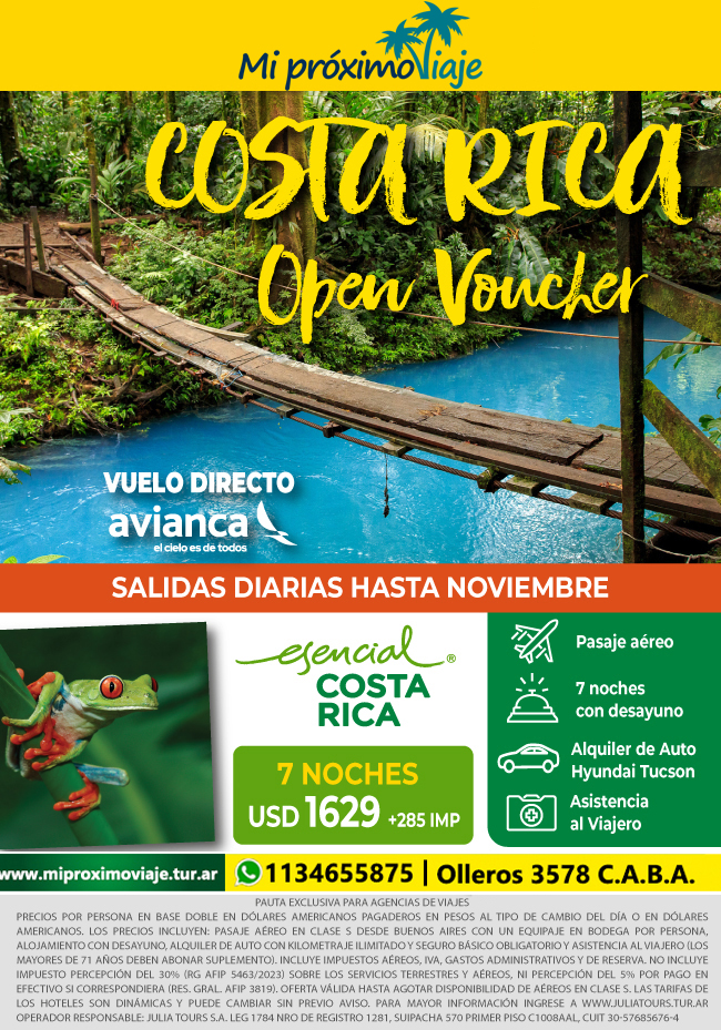 COSTA RICA OPEN VOUCHER con AVIANCA !